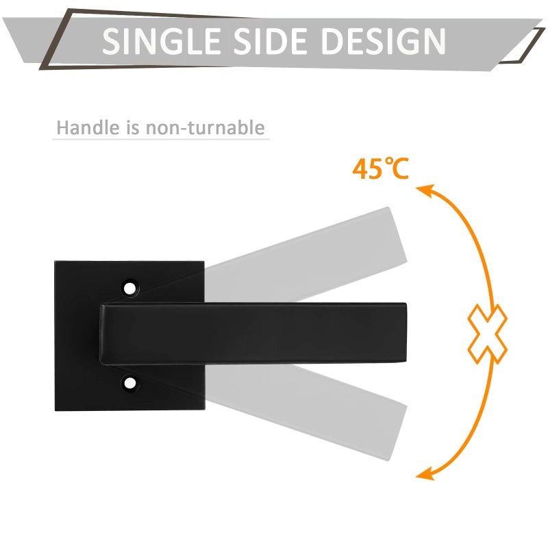 Probrico 10 Pack Dummy Door Lever,Single Sided Door Handle for Closets French Doors,Interior Square Non-Turning Doorknob Set with Black Finish,Easy Installation Pull Lever - Image 4